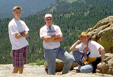 Myself, Rob and Chuck at the top of Grey Rock, June 1996