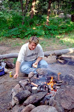 Rob at the campfire. August 1996.