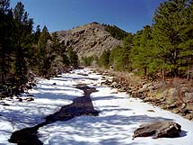 Poudre River from the bridge on the trail. March, 2001.