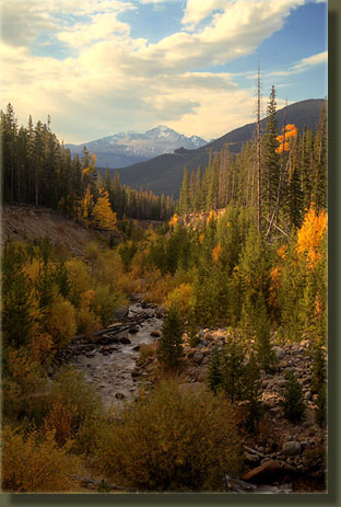 Roaring River with Longs Peak on the horizon