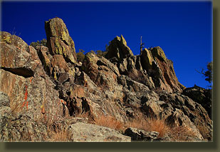 Rock obstacles on the way up the northeast face of Red Mt