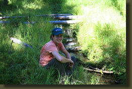 Andra takes a break near an unnamed stream