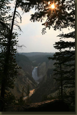 Lower Yellowstone Falls on a smoky afternoon